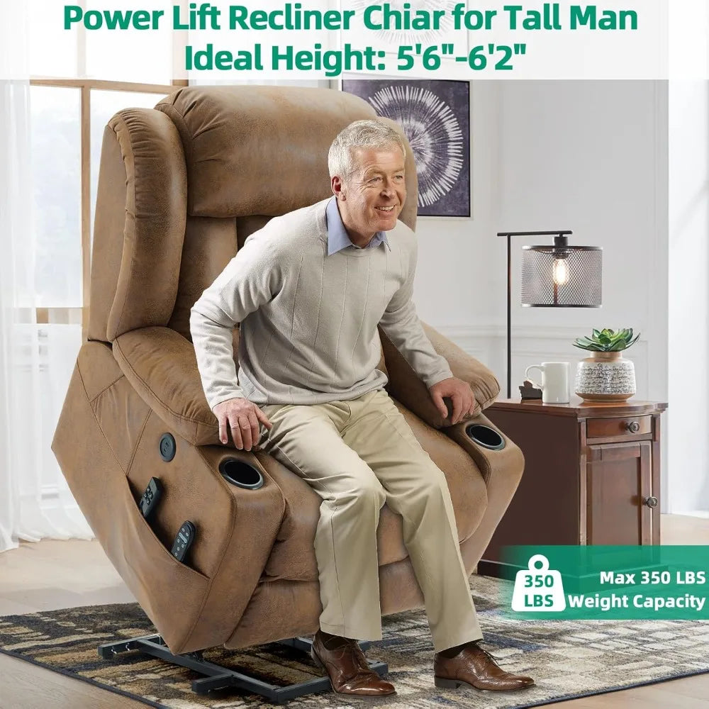 Tall Man Dual Motor Power Lift Recliner Chair W/Heat
