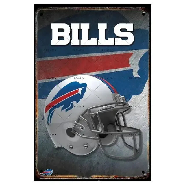 Vintage Football Helmet Metal Tin Sign