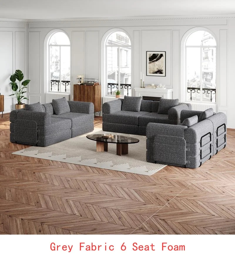 8-Seater Convertible Chenille Sofa Bed