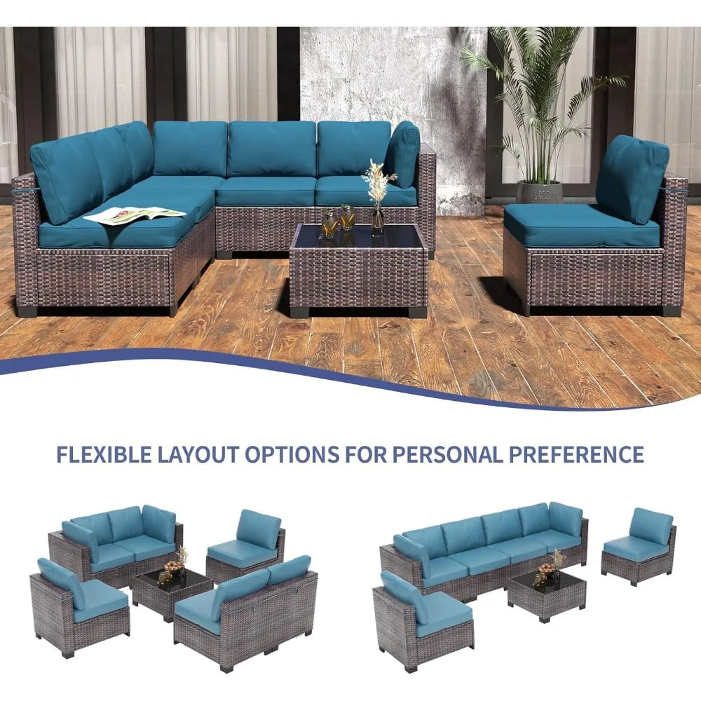 Patio Furniture Set, 7-Piece Outdoor Couches for Patio