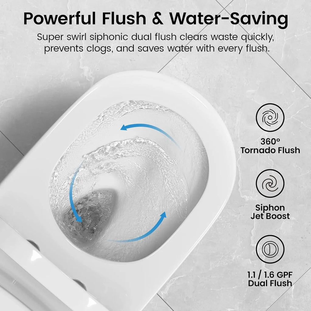 Compact One Piece Toilet for Bathroom, Space-Saving
