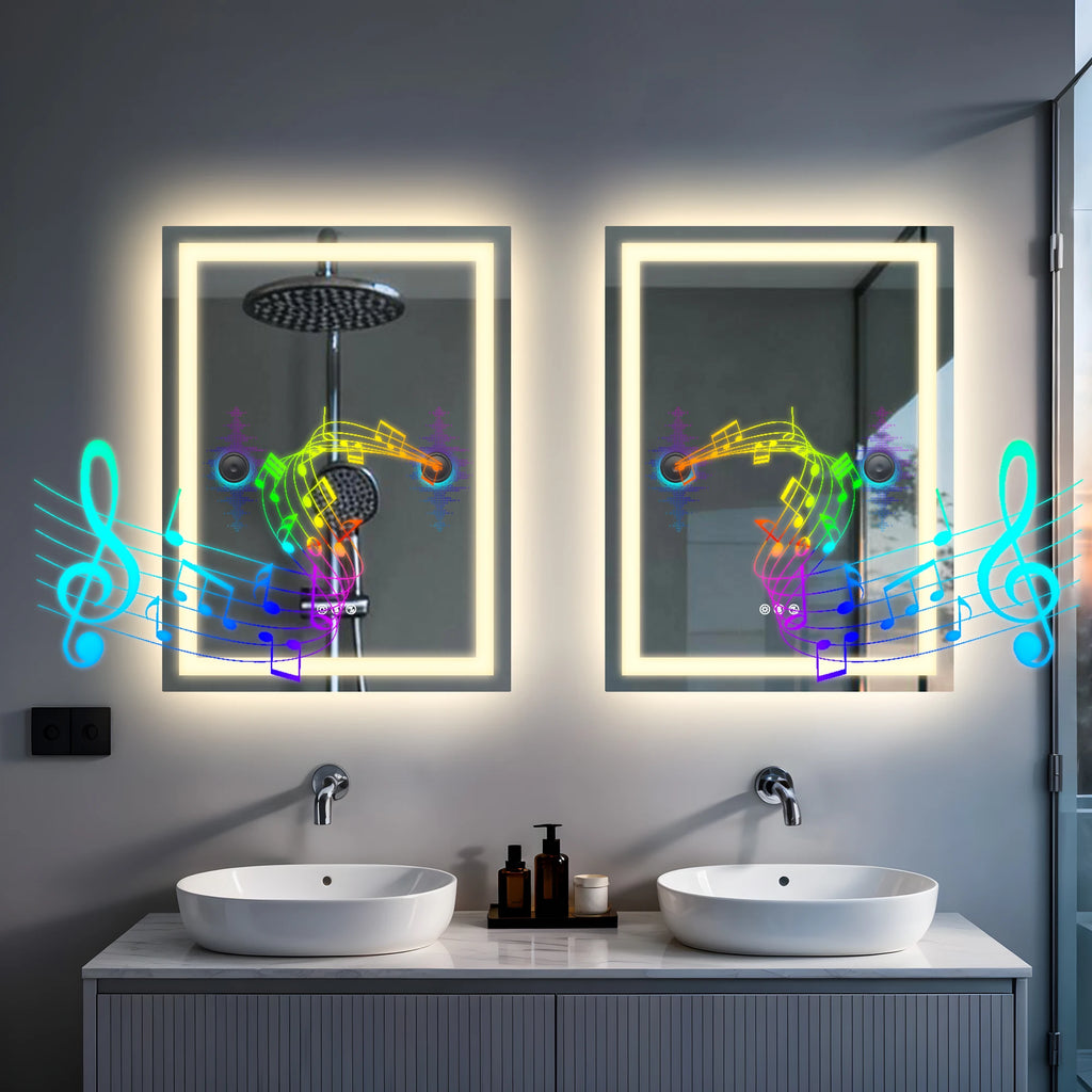 LED Bathroom mirror, Bluetooth, 3 Colors Dimmable,