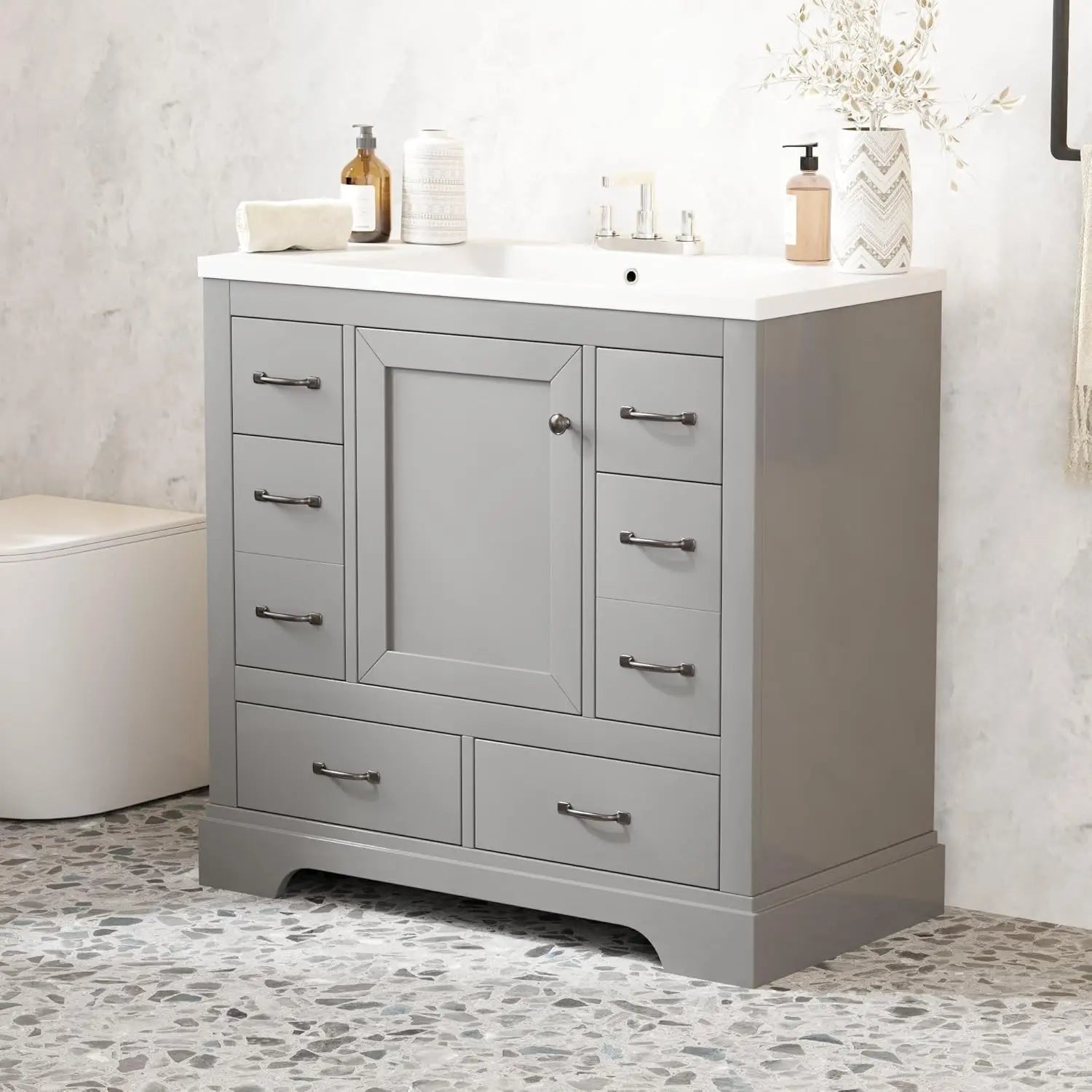 36" Vanity Bathroom Cabinet with Sink Top,