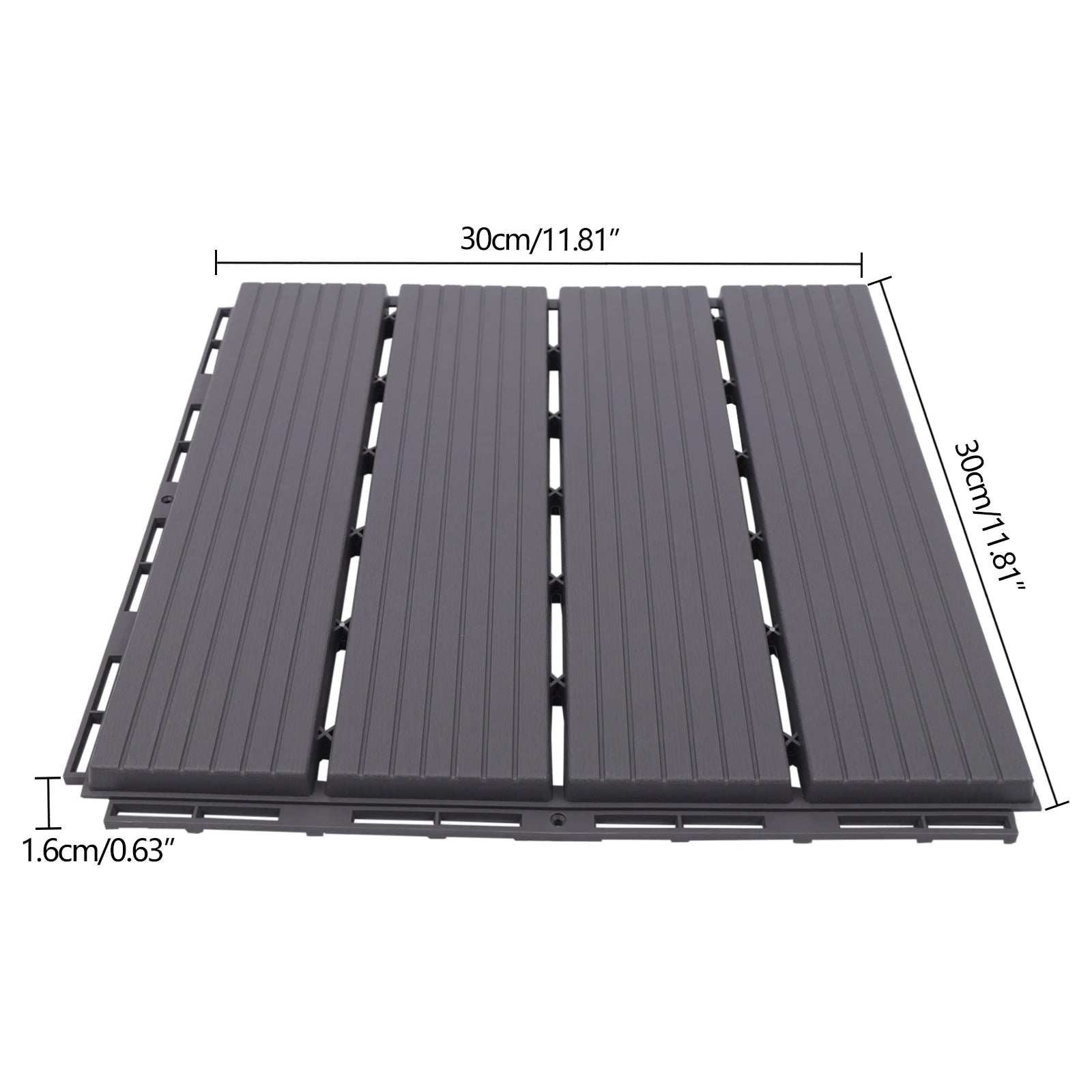 22 PCS Deck Tiles, 12”x12” Interlocking Decking Tiles