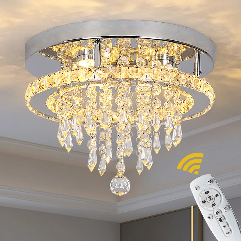 Crystal Ceiling Lamp Smart Led  Chandelier Remote Control