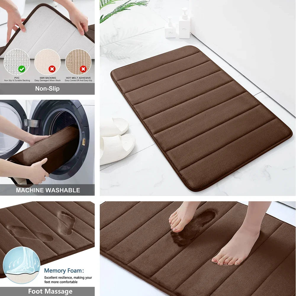 Super Absorbent Bath Mat Memory Foam non slip,