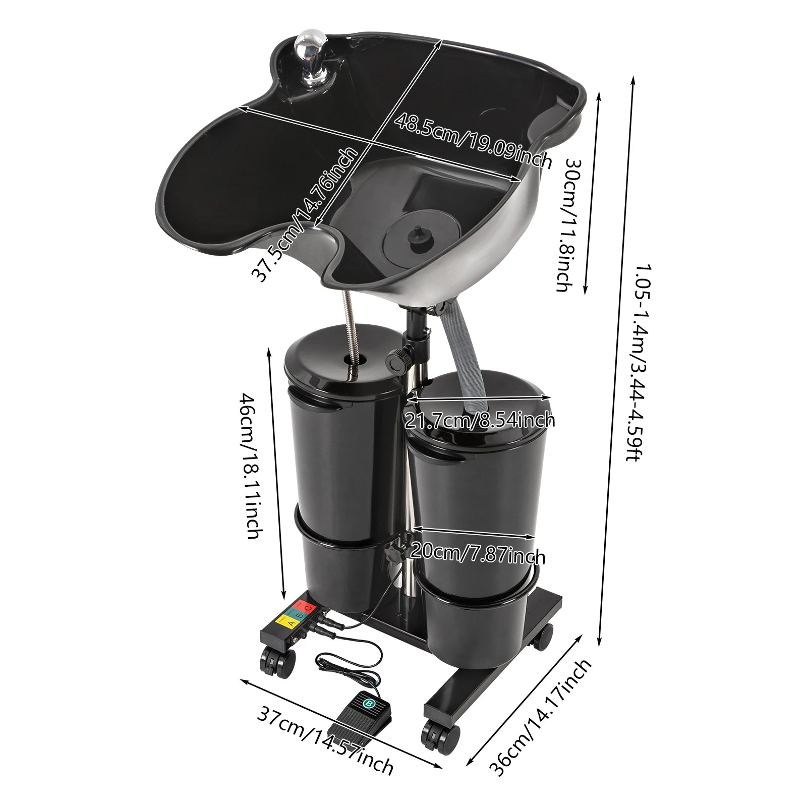 Mobile Hair Wash Basin Height Adjustable