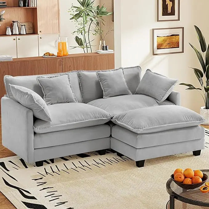 Chenille Fabric Sectional Sofa 2 Seater Deep Seat Loveseat