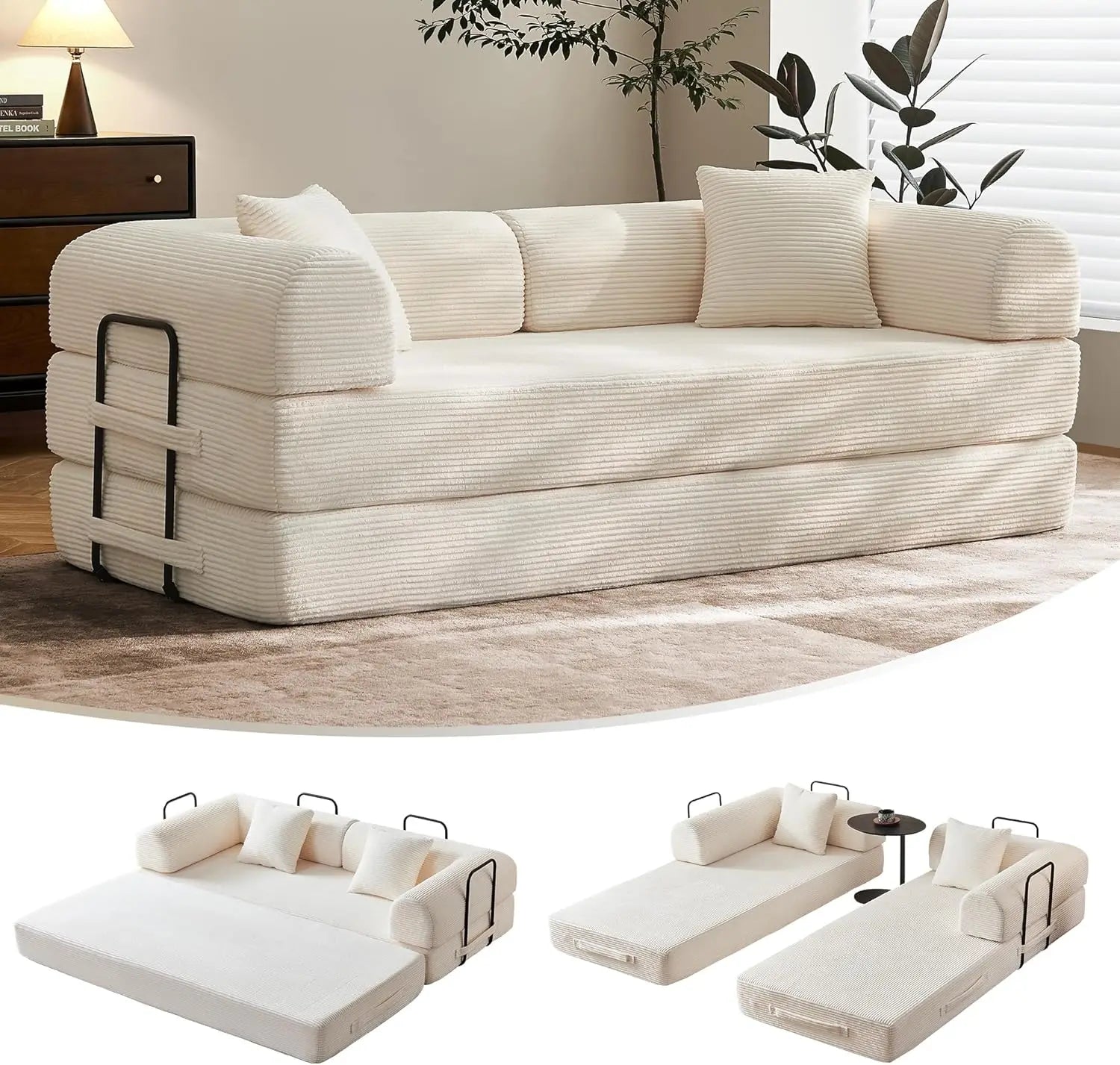79" Convertible Sofa Bed Corduroy Material