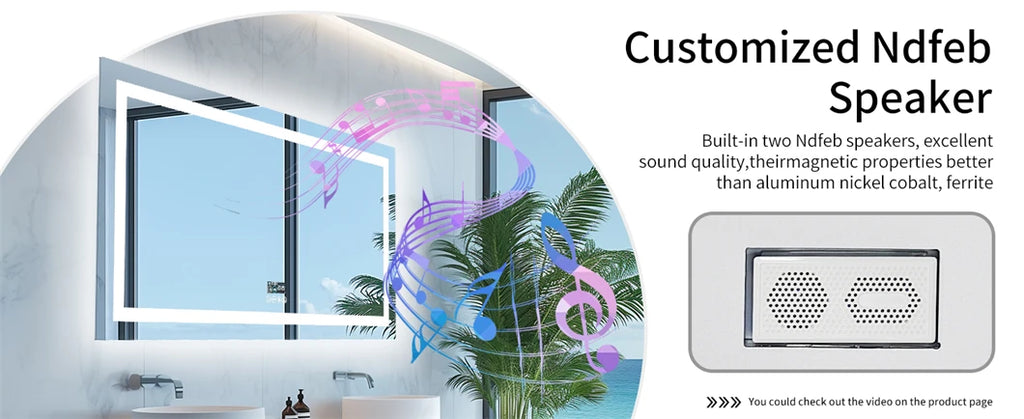 XXL Bathroom  Mirror Wall Mounted with Bluetooth,
