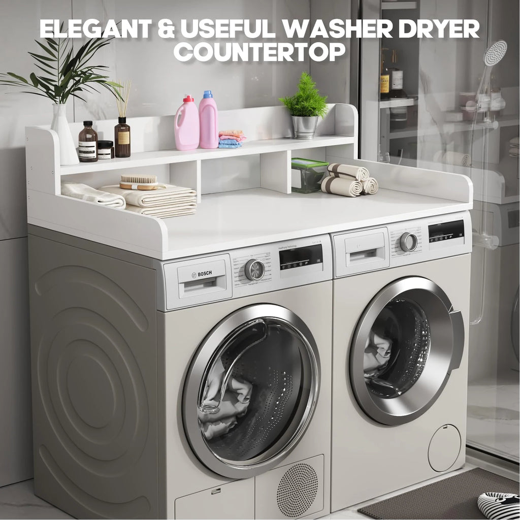 Washer Dryer Laundry Countertop With 2-Tier Storage Shelf