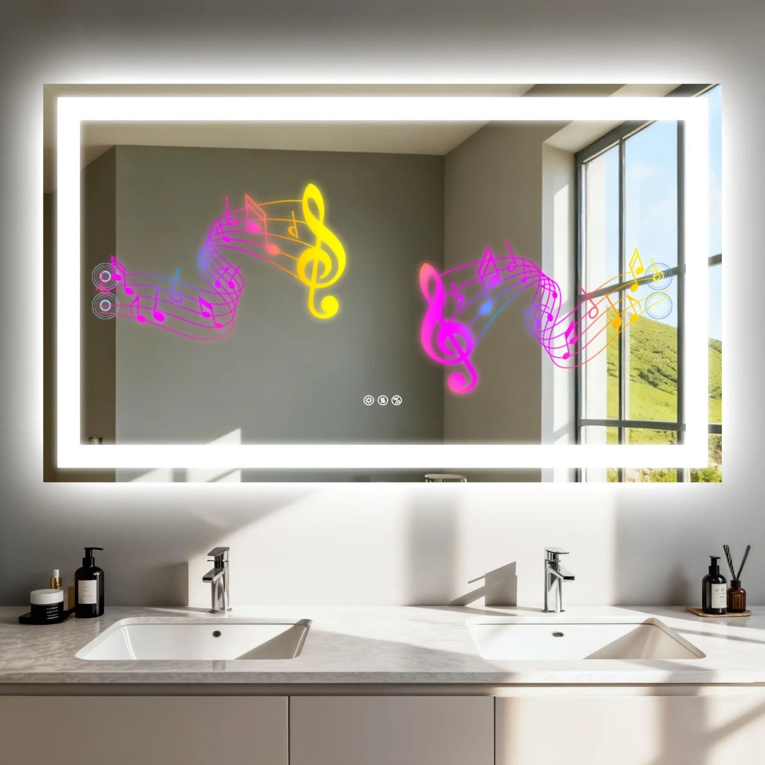 50/60/100/120CM LED Bathroom Mirror with Bluetooth Speaker