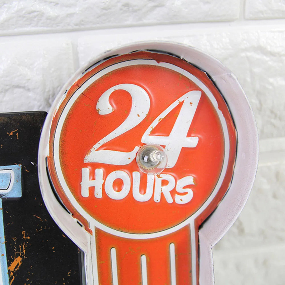 Vintage LED Light Metal Hanging Sign LAUNDROMAT