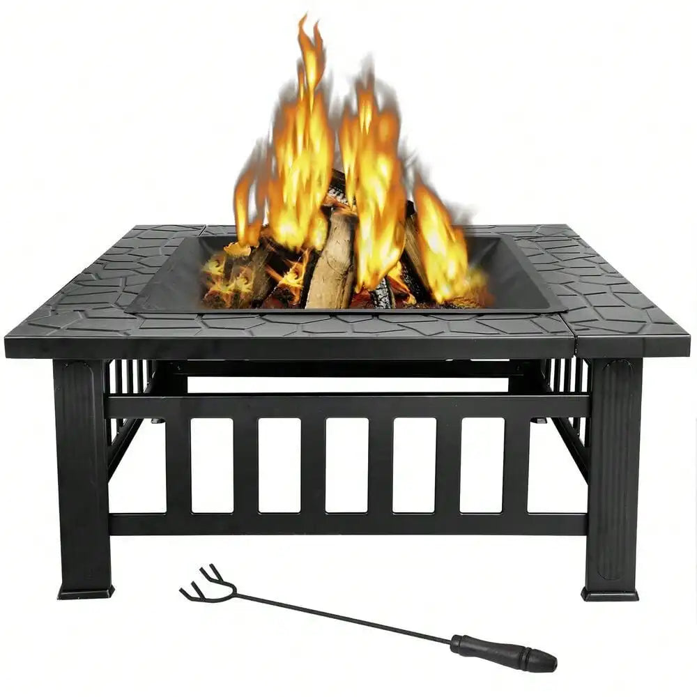 32" Metal Firepit Backyard Patio Garden