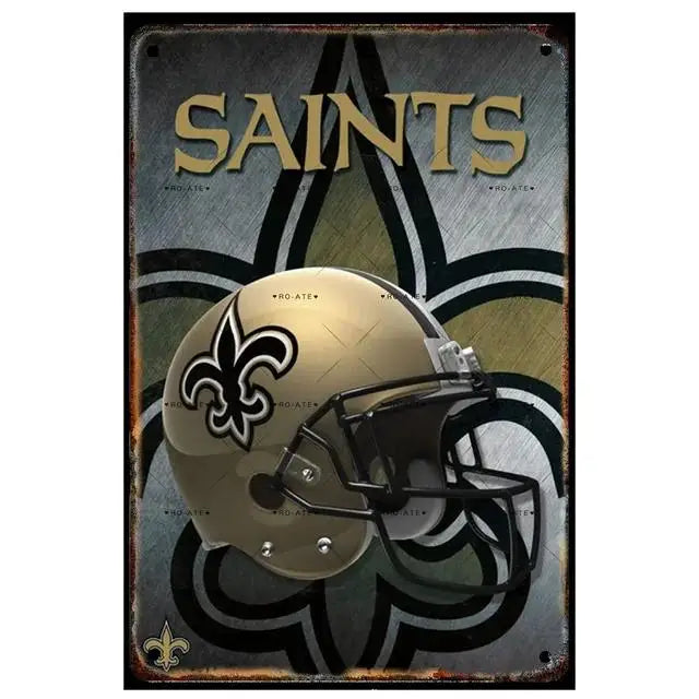 Vintage Football Helmet Metal Tin Sign