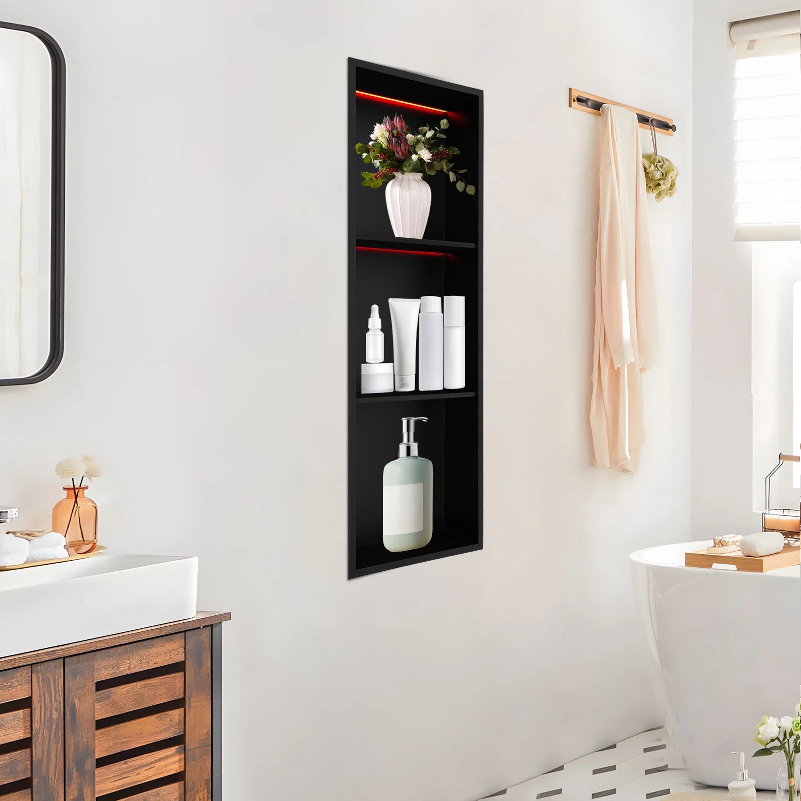 Stainless Steel Recessed Wall Niche with RGB Light
