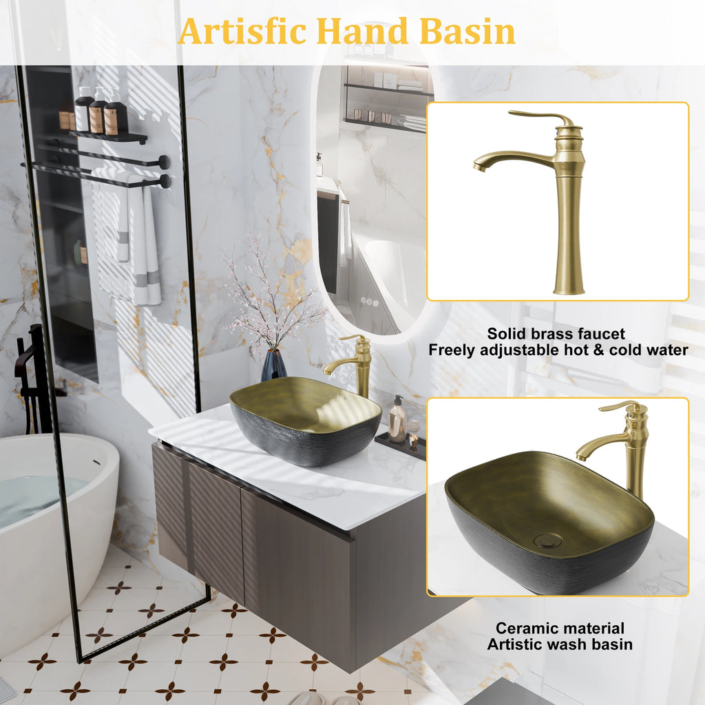 Floating Bathroom Vanity Sink Combo Wall Cabinet