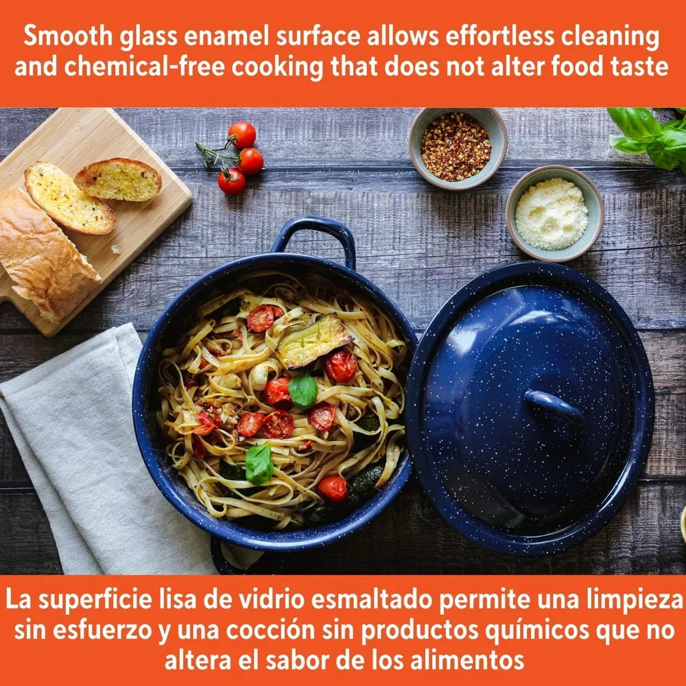 Steel Enamel Stock Pot Double Handles Oven Safe