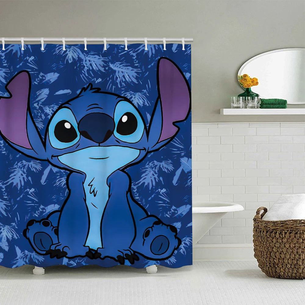 Disney Stitch Bathroom Four-piece Set  Waterproof Shower Curtain,