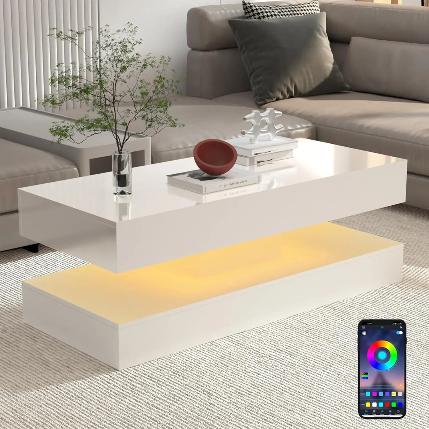 Modern Stylish Coffee Table with LED lights,