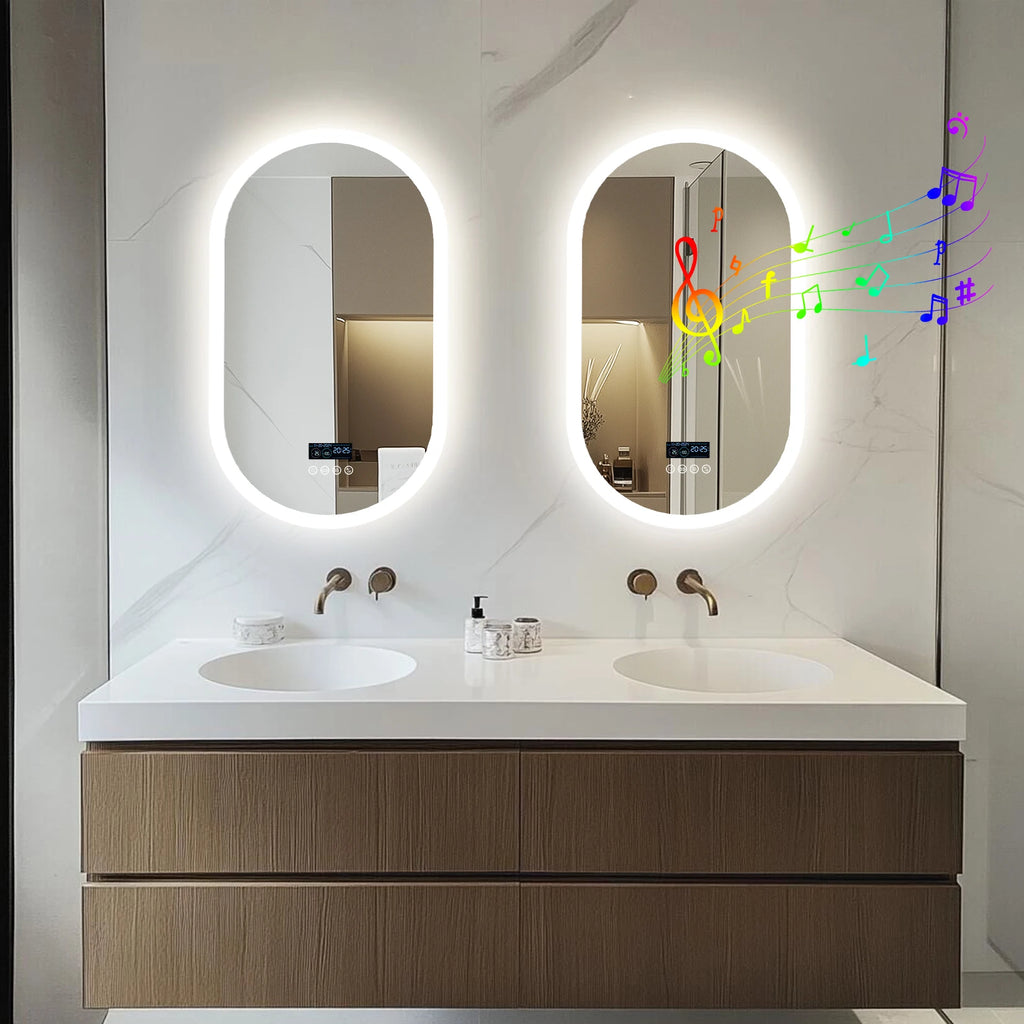 LED Bathroom Mirror, Wall-Mounted with Bluetooth Speaker
