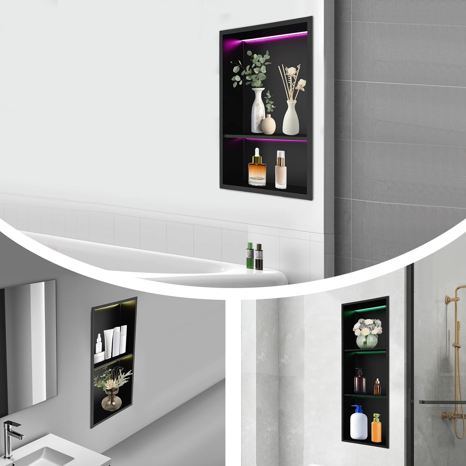 Stainless Steel Recessed Wall Niche with RGB Light