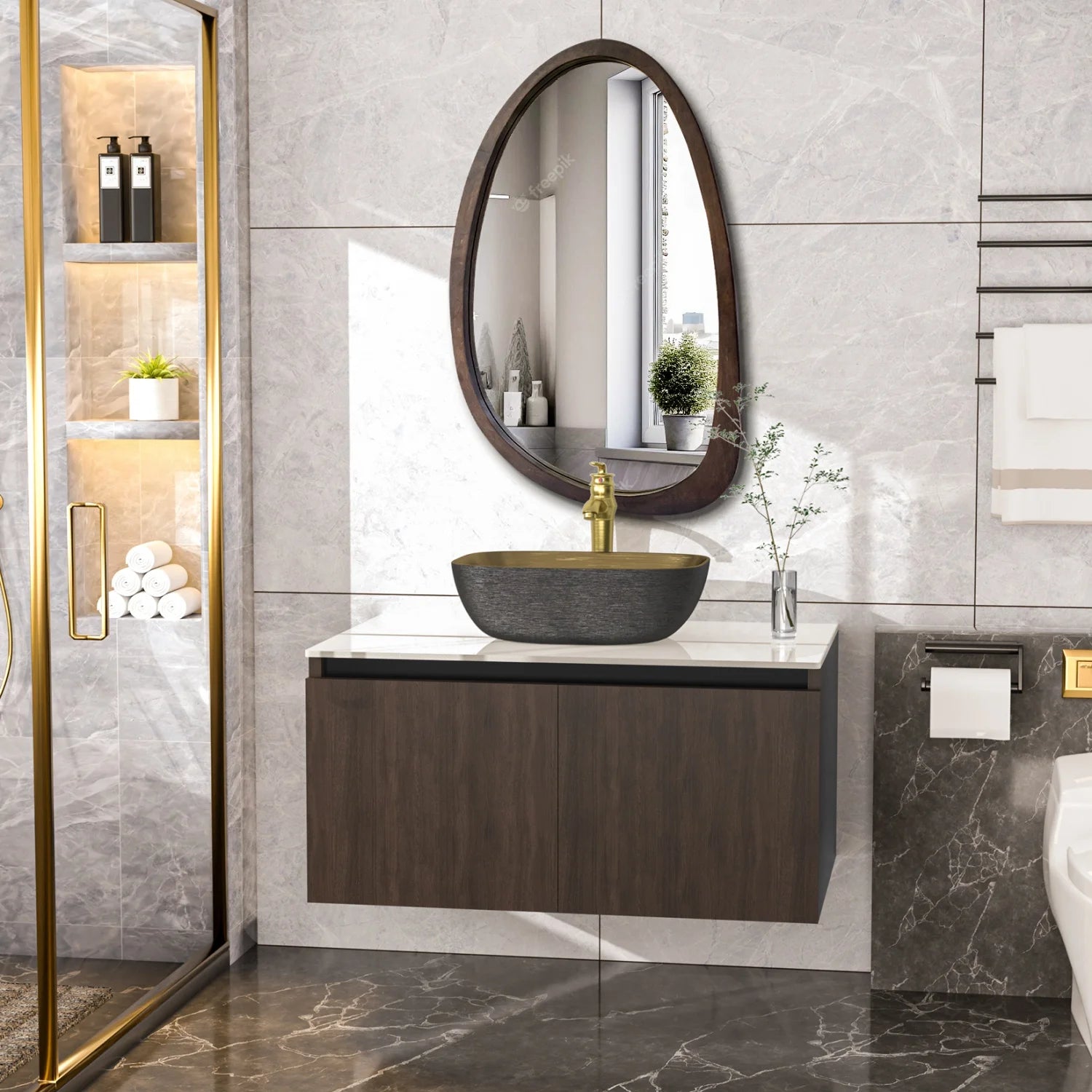 Floating Bathroom Vanity Sink Combo Wall Cabinet