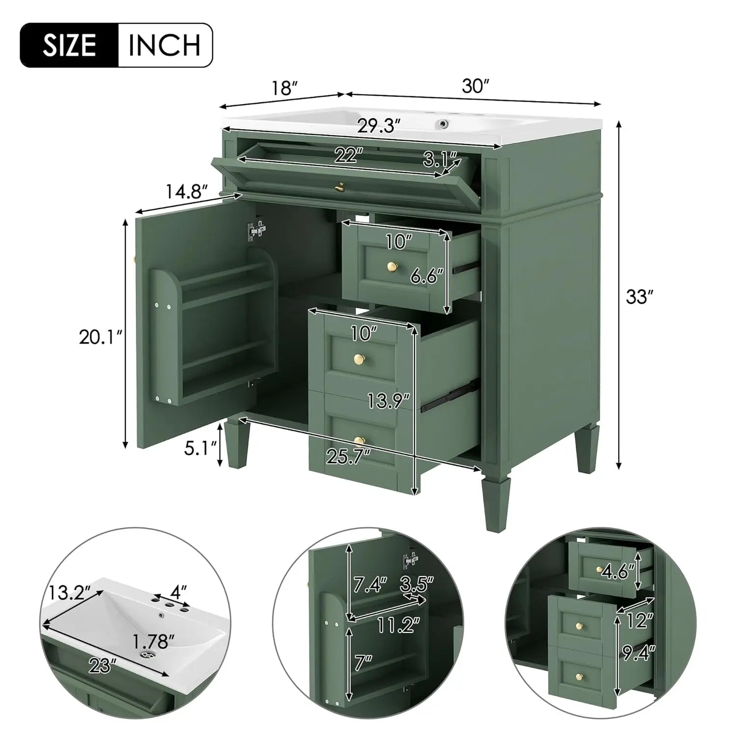 30" Bathroom Vanity with Sink,