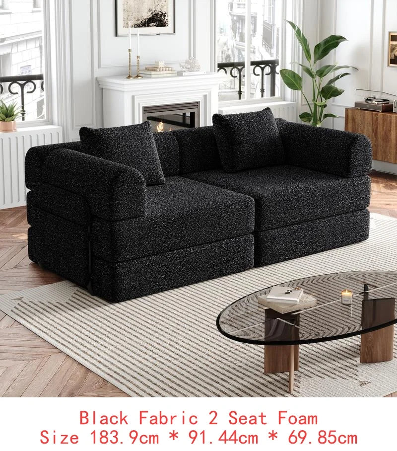 8-Seater Convertible Chenille Sofa Bed