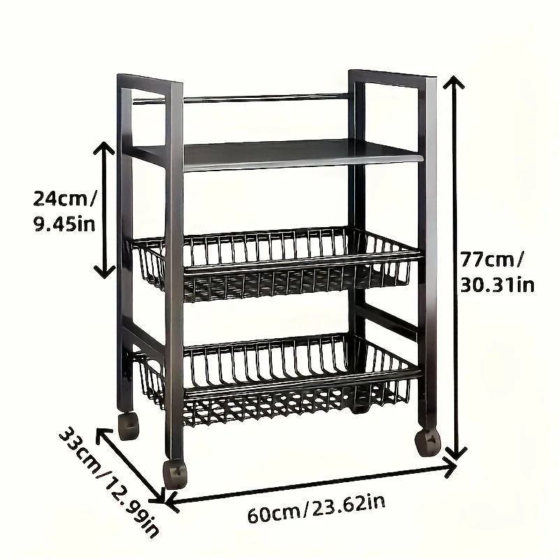 New Heavy-Duty 4-Tier Freestanding Shelf with 3 Baskets
