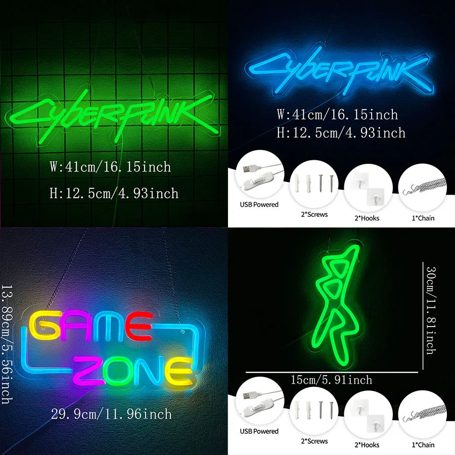 Cyberpunk Edge Runner Neon Sign for Game Zone