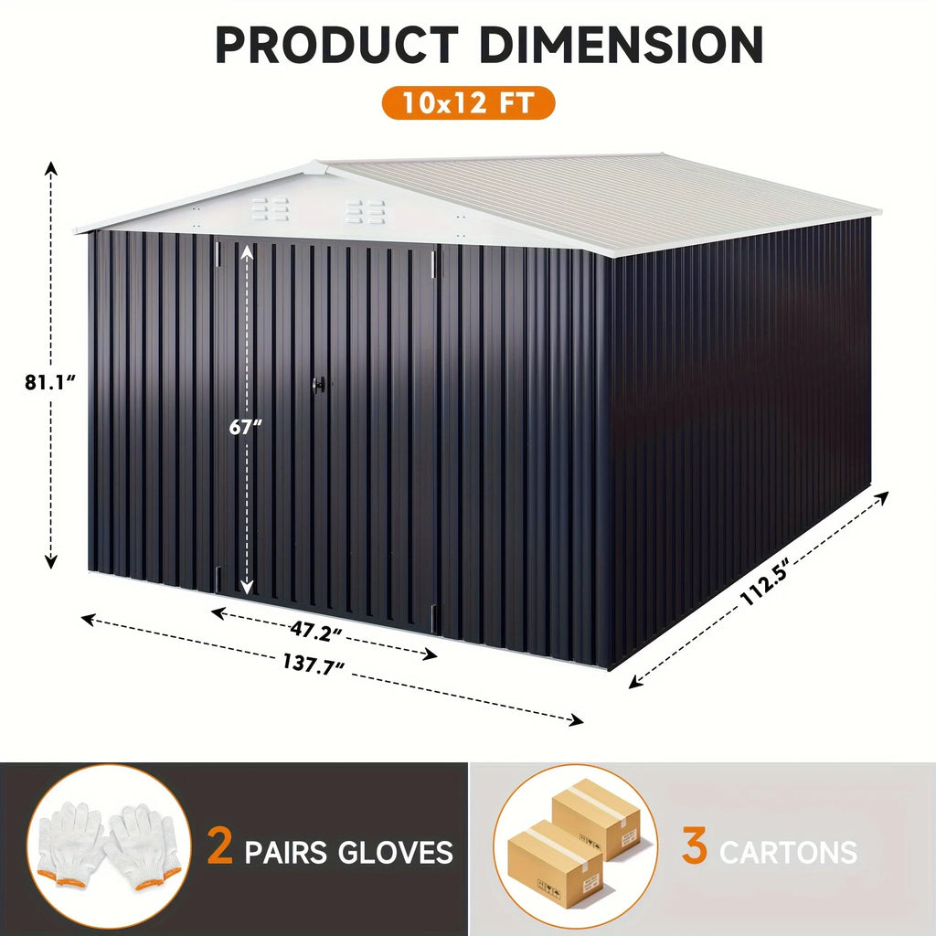 VIWAT 10x10~12x18FT Outdoor Metal Storage