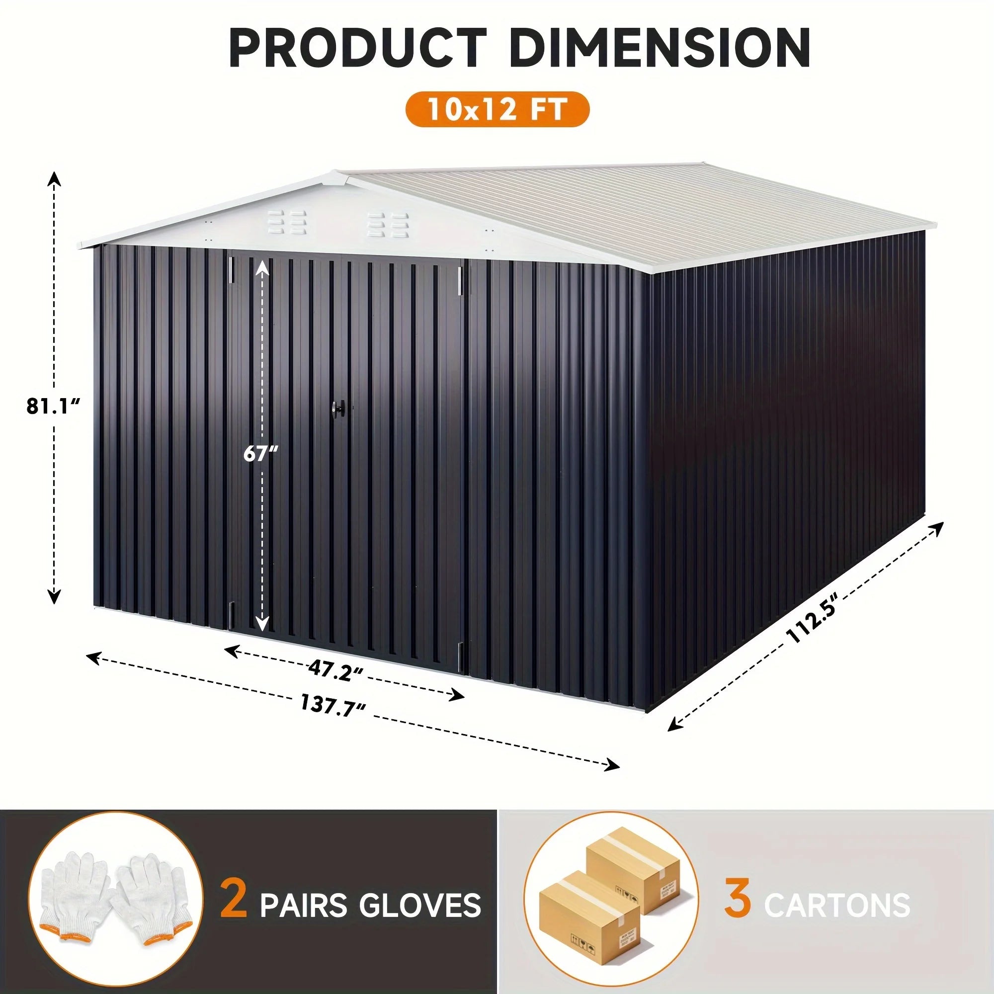 VIWAT 10x10~12x18FT Outdoor Metal Storage
