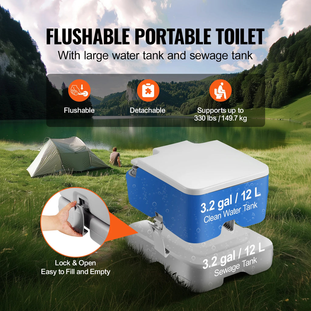 Portable Toilet for Camping Porta Potty Push-Button