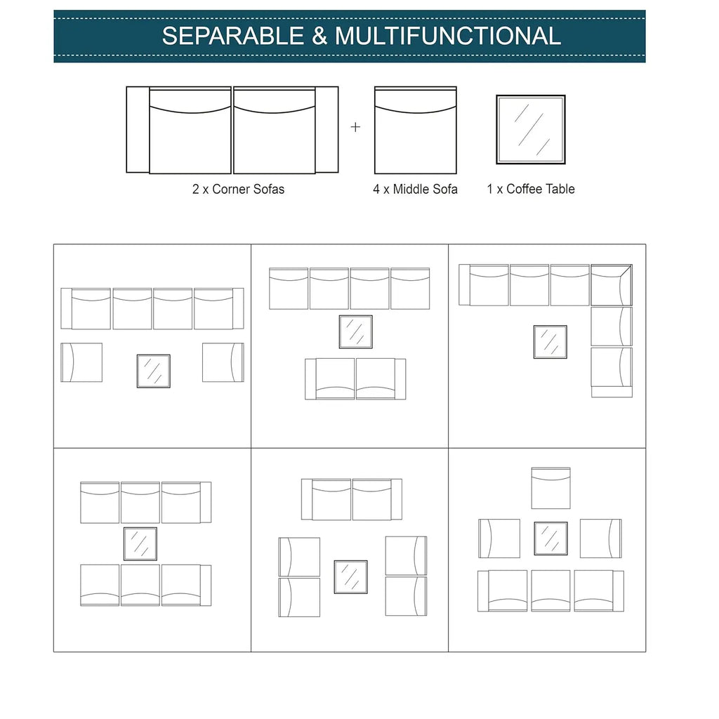 7 Pieces Outdoor Patio Furniture Set,Sectional