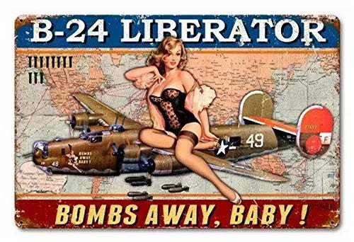 B-24 Liberator Pinup Girl Metal Sign