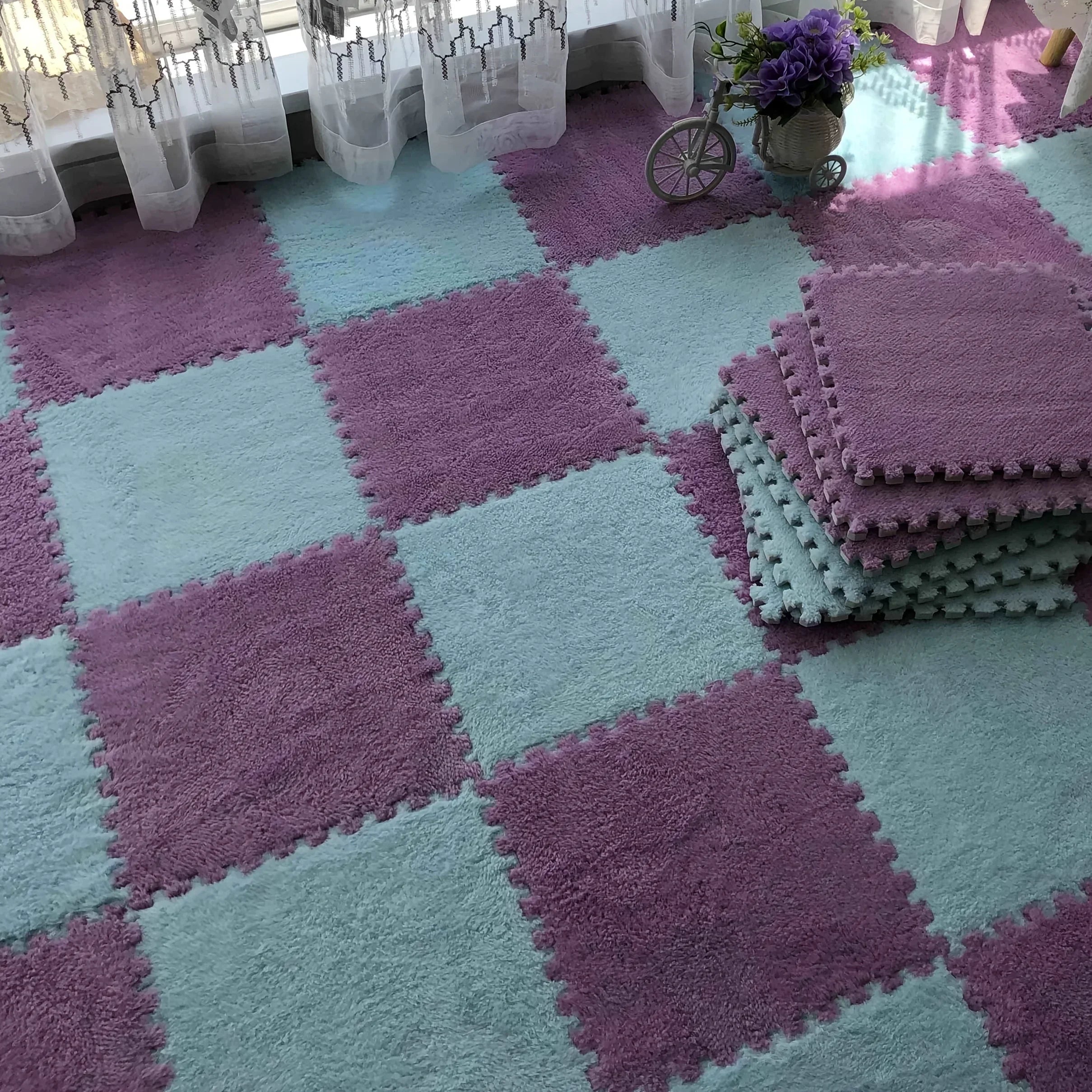 24PCS Solid interlocking foam mat - non slip