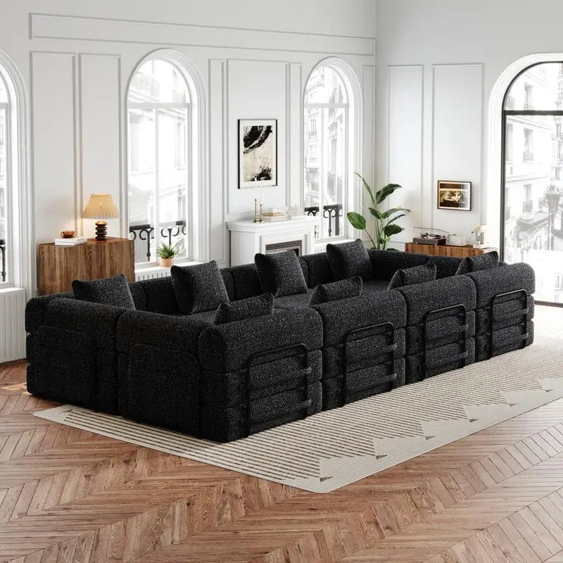 8-Seater Convertible Chenille Sofa Bed