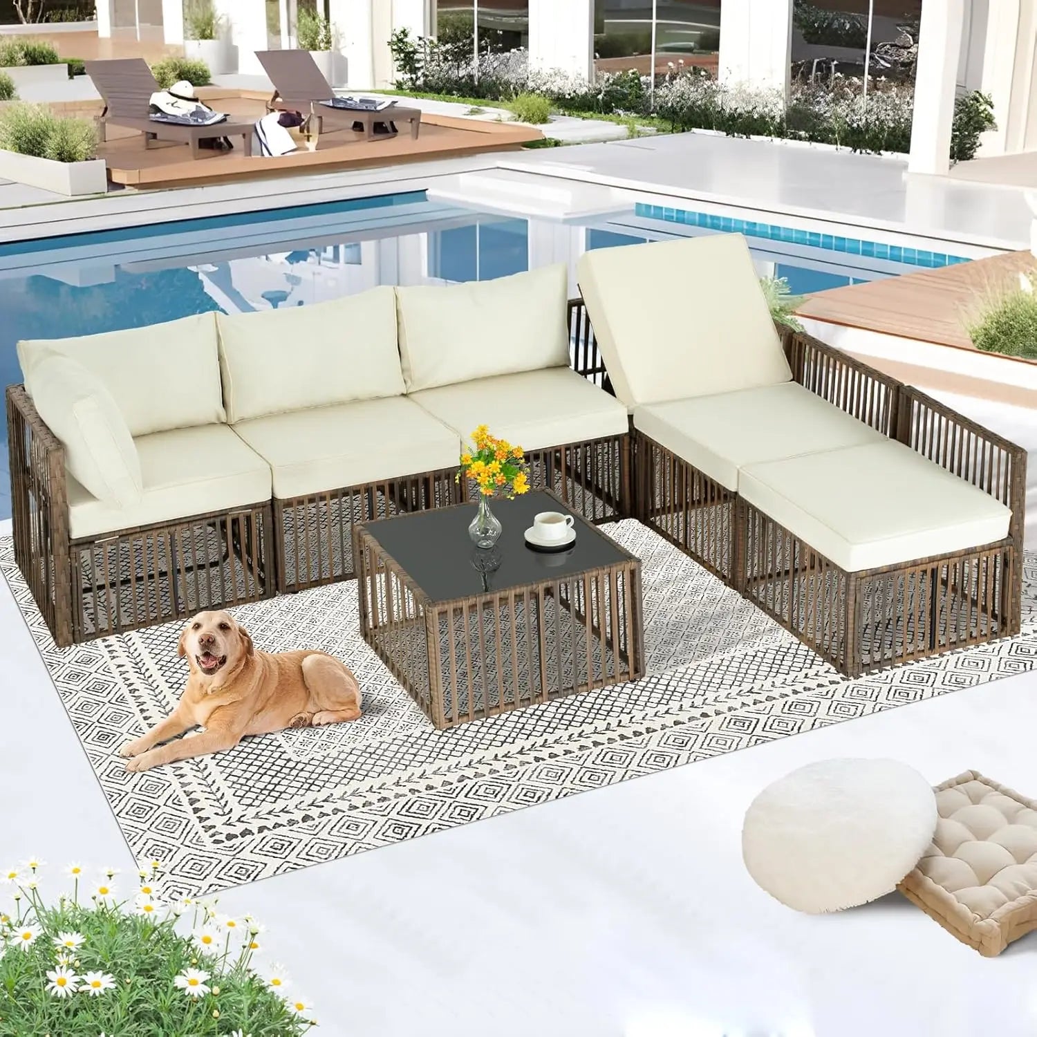 7 Pieces Outdoor Patio Furniture Set,