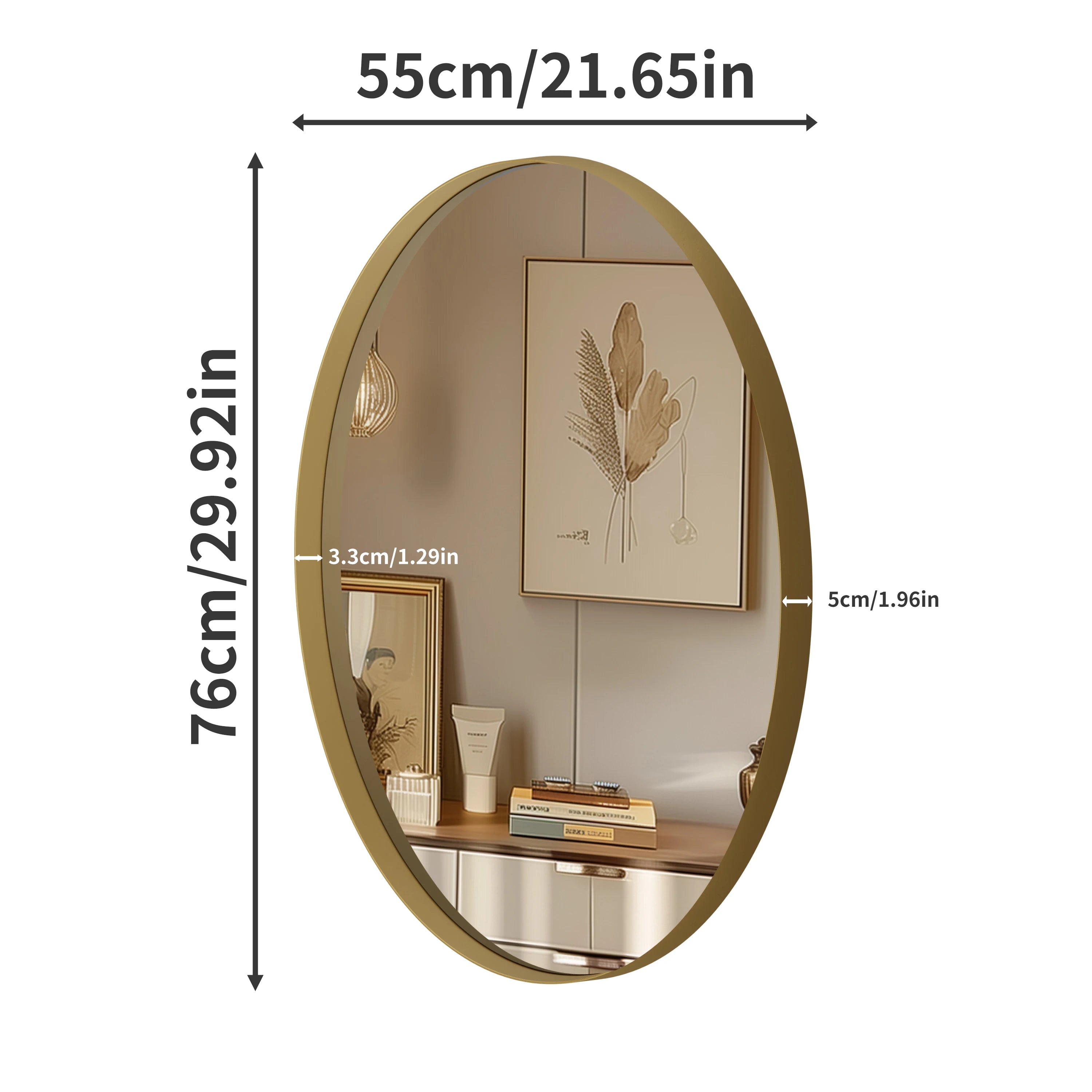 Bathroom, Gold Framed Mirror for Wall