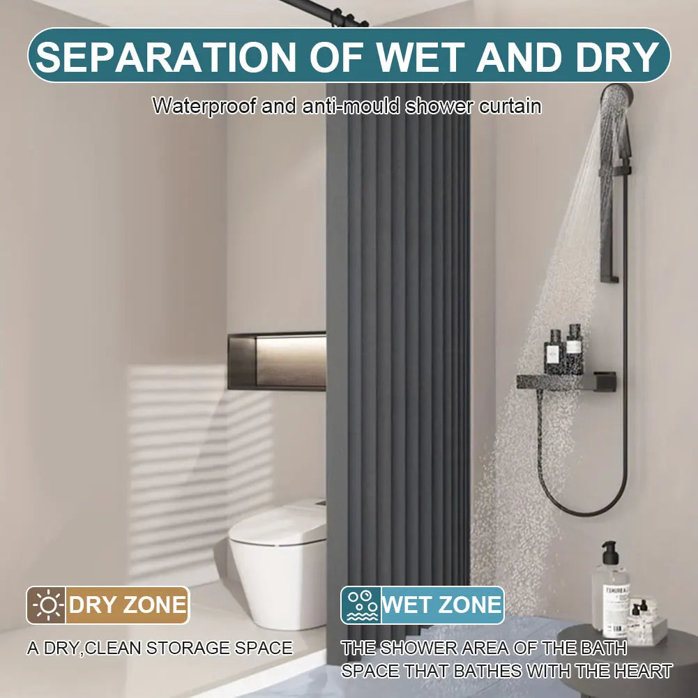 Foldable Magnetic Bath Curtain Waterproof Bathtub Curtain