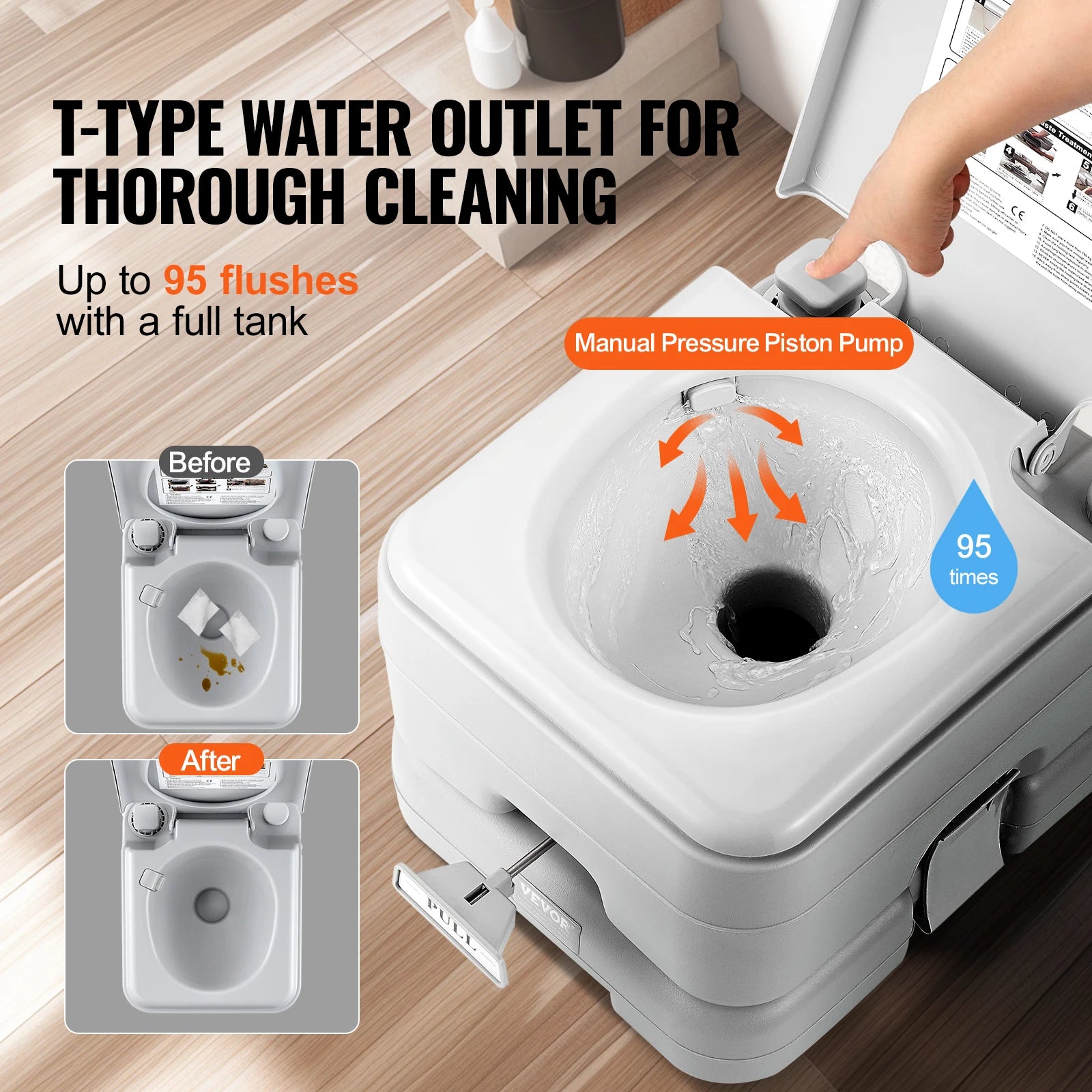 Portable Toilet for Camping Porta Potty Push-Button