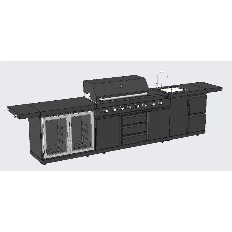 Outdoor Modular 3-Piece BBQ Island Kitchen,