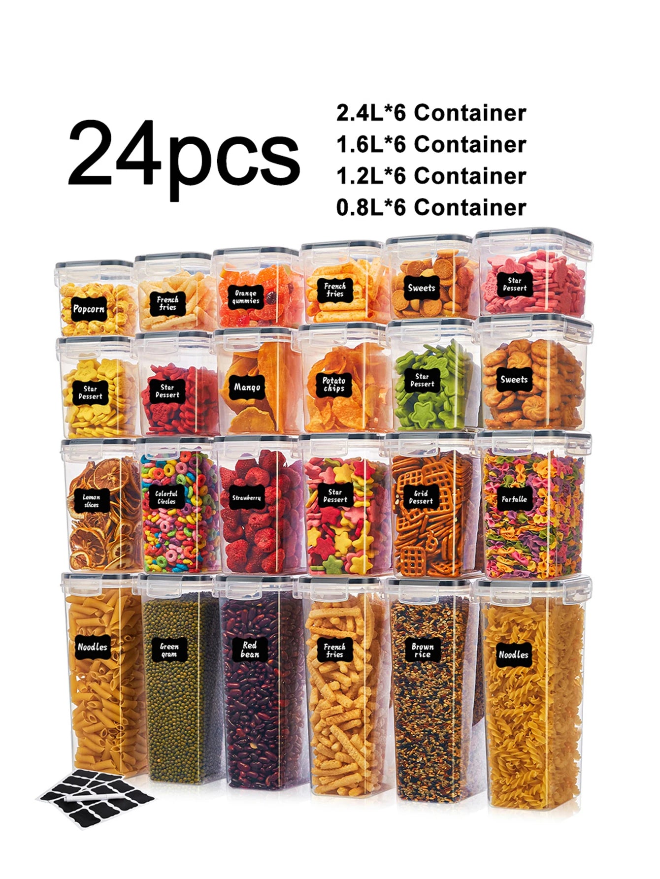 24pcs  Kitchen Sealed Storage Set Dry Food
