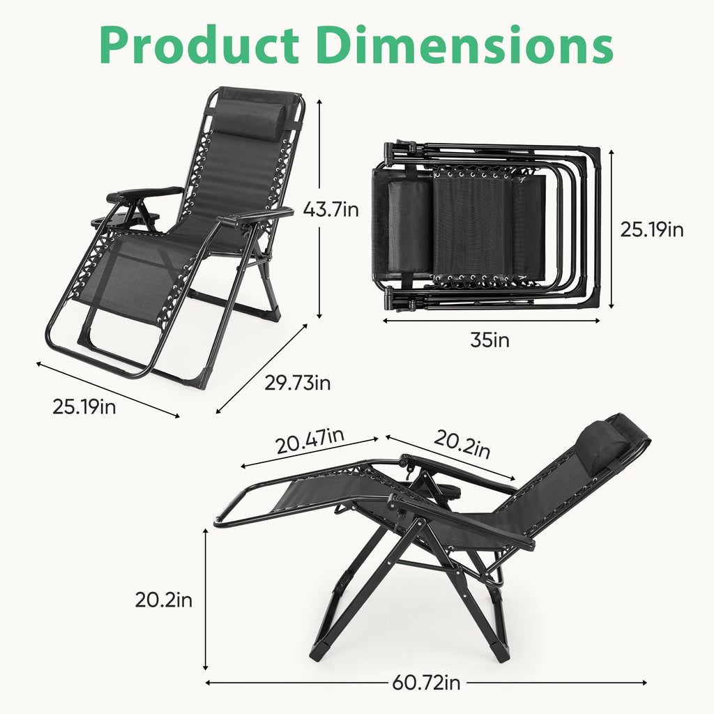 Zero Gravity Recliner Camping Patio Lounge Chair