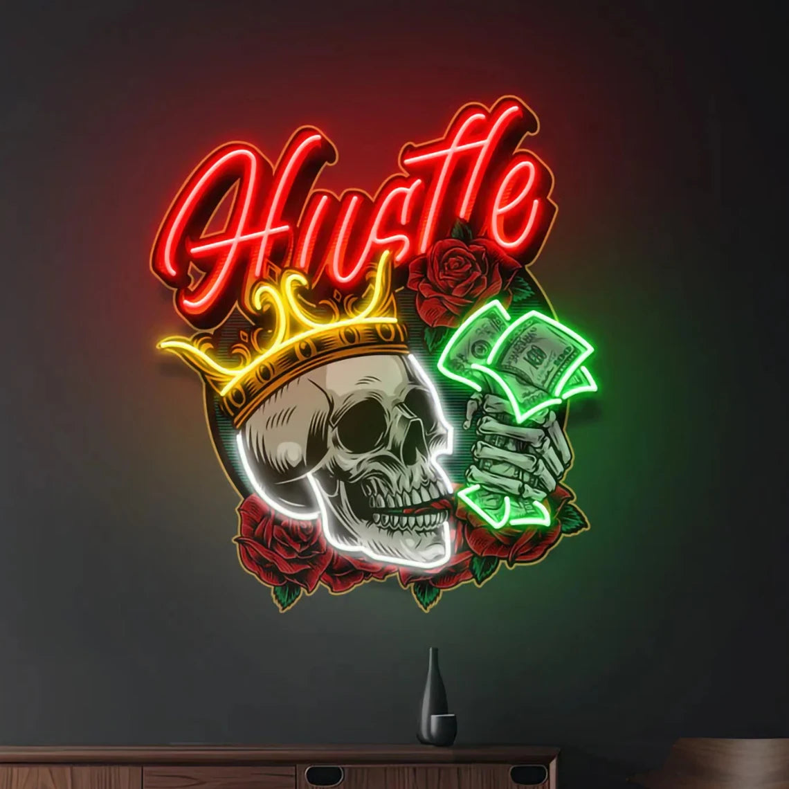 Rich Skull Neon Sign Wall Decor