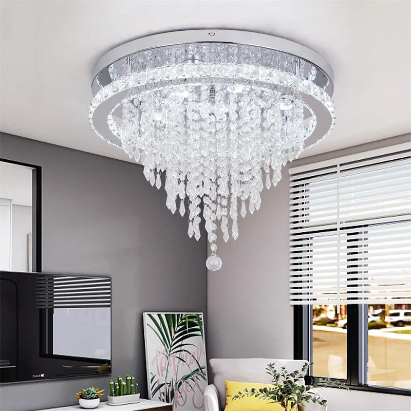Crystal Ceiling Lamp Smart Led  Chandelier Remote Control