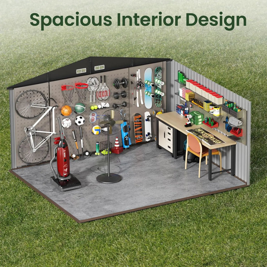 10X12 FT Outdoor Storage Shed, Durable Metal