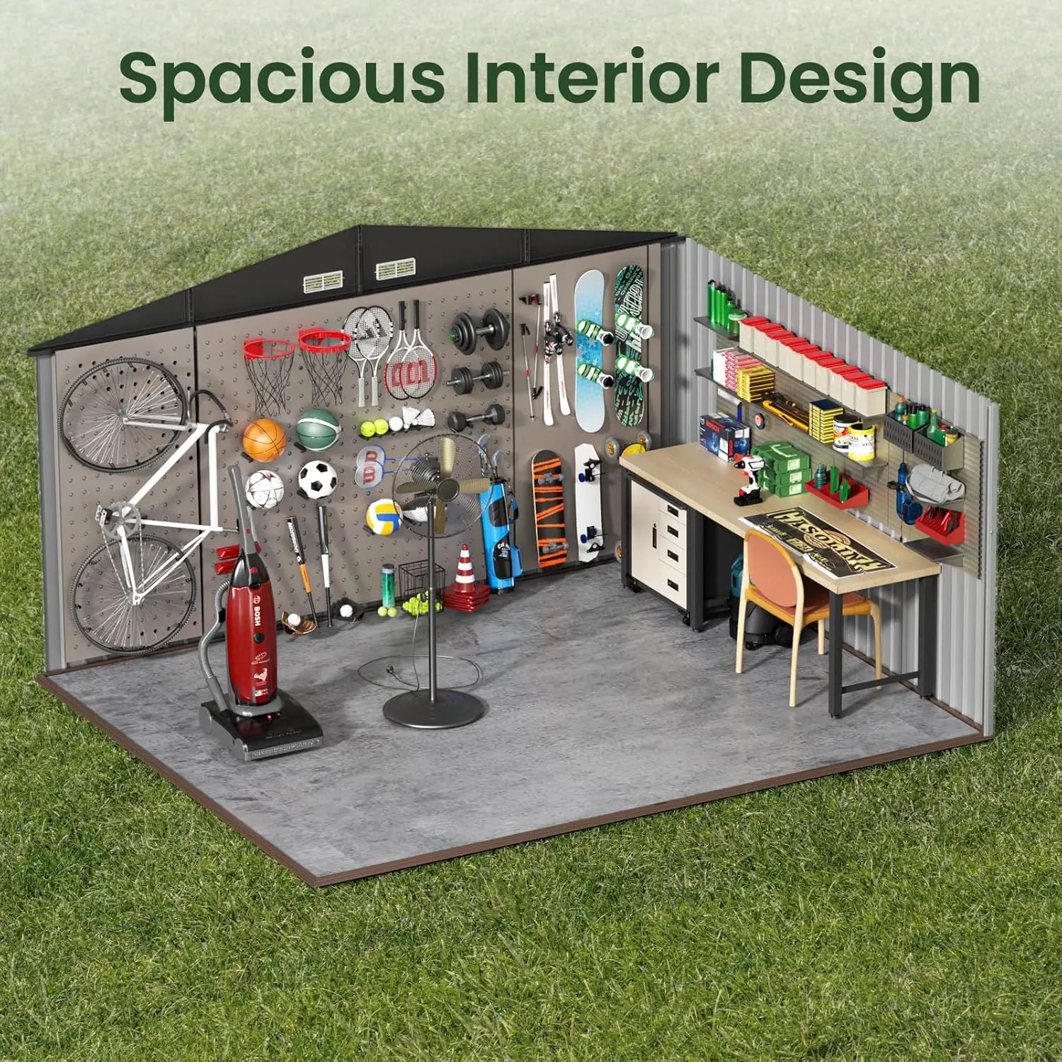 10X12 FT Outdoor Storage Shed, Durable Metal