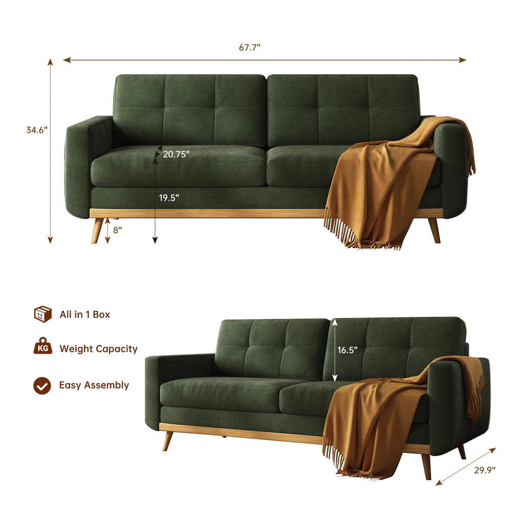 Modern Loveseat Sofa with Wooden Legs